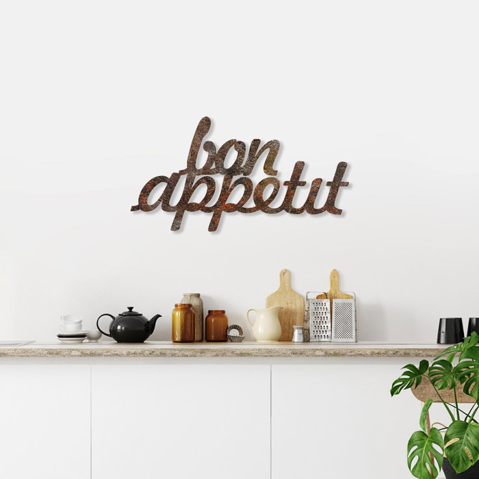 Wallity Rusty Bon Appetit Escultura de pared de metal